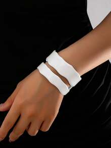1pc Exquisite Fashion Personalized Wide Cuff Bracelet Suitable For Women's Evening/Party/Cocktail/Holiday Wear, Holiday Gift - White - View 15