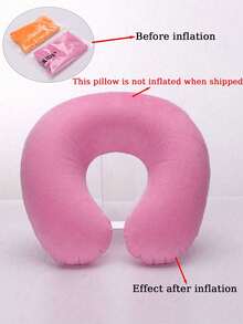 Portable U-Shaped Inflatable Neck Pillow, Comfortable & Soft, Essential Summer Travel Accessory For Airplane, Car, Home Office, Study, And Outdoor Camping - Multicolor - View 9