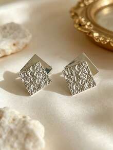 1 Pair Fashion Geometric Square Layered Stud Earrings - Silver - View 9