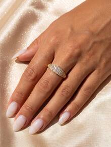1pc 925 Sterling Silver Minimalist Full Zirconia Ring, Versatile Daily & Party Accessory, High-Quality Jewelry Gift For Women - Minimalist Full Zirconium - View 6