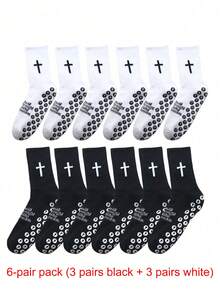 1/2/3/6 Pairs Football Soccer Socks, New Cross Design Sports Socks With Thickened Towel Cushion Bottom, Mid Calf Anti Slip Socks For Men And Women, Athletic Training, Match Competition, Fitness And Outdoor Sports - Multicolor - View 12