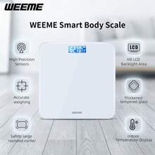 Timbangan Berat Badan Digital WEEME Isi Ulang USB Presisi Tinggi untuk Kamar Mandi dengan Tampilan Suhu dan Pita Pengukur, Pelacakan Berat Badan 60 Hari - View 5