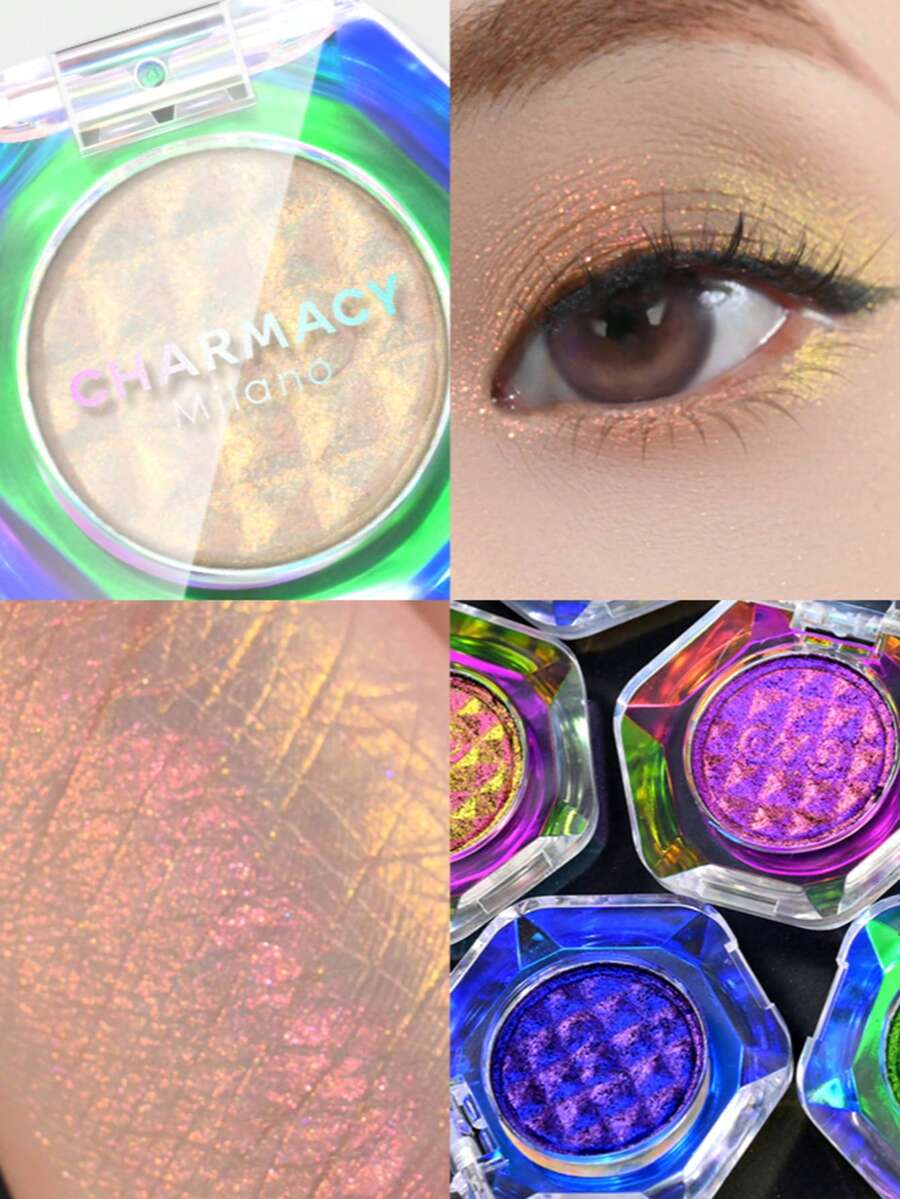 CHARMACY 變色龍眼影 1入 多彩金屬光澤亮片眼影 高顯色 亮眼高光 雙色眼妝 多重反光亮面 金屬閃粉 萬聖節眼妝 聖誕 冬季 秋季