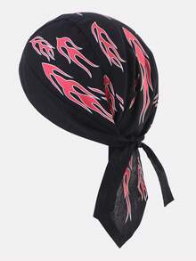 1 pieza Bandana de pirata con estampado de llamas para hombres, gorra de ciclismo adecuada para uso diario - Rosa de fuego - Ver 1