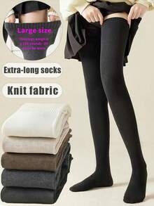 1 Pair Women's Autumn Over-The-Knee High Thigh Socks, Non-Slip Leg-Hugging Long Socks, Solid Color Calf Socks - Multicolor - View 2
