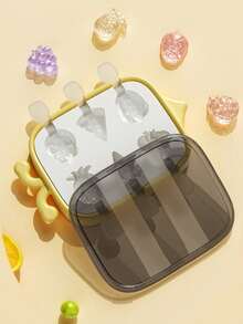 Mini Cartoon Silicone Popsicle Mold With Sticks, Summer DIY Frozen Treat Tool - Yellow - View 8