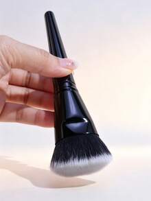 1 pezzo Pennello per fondotinta a testa piatta, strumento di trucco delicato sulla pelle, adatto per fondotinta liquido o fondotinta in crema, può essere utilizzato come pennello per il contouring, pennello per correttore, pennello per il contouring, ecc. - nero - Visualizzare 4