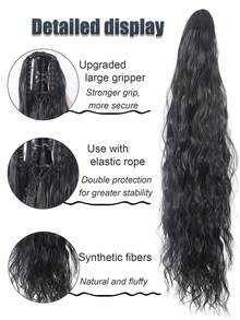 Extensión de Coleta Ondulada Multicolor de 24 Pulgadas, Cabello Sintético Resistente al Calor para Mujeres, Aspecto Natural, Adecuado para Uso Diario y Peinado, Accesorio para el Cabello - Multicolor - Ver 3