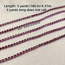 5mm Multi-Color Crystal Rhinestone Cup Chain Trim, Electrophoretic Colorful Crystal Claw Chain, 2mm Dense Single Row Rhinestone Chain, DIY Jewelry Accessories, Clothing Trim - Multicolor - View 29