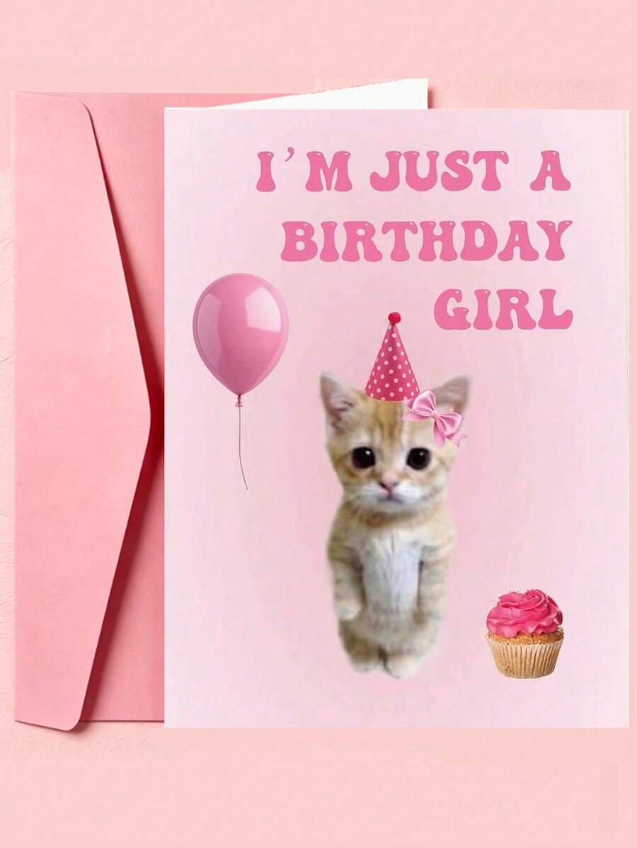 Cute Cat Birthday Card - Funny Birthday Card For Women, Best Friends, Sisters, Daughters And Moms - Pink Cat Birthday Card - Multicolor - View 1