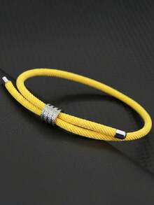 diffone Pulsera de cuerda minimalista hecha a mano de 4mm con dijes de acero inoxidable y cuentas para hombres y mujeres, joyería de brazalete para mejores amigos - Pulsera minimalista - Ver 17