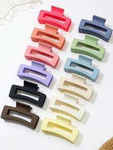 12pcs Multicolor Y2K Square Hair Claws, Gift For Cute Girls, Hair Accessories, Girls Accessories, Girls Hair Clips, Girls Hair Ornaments, Birthday Party Small Gifts, Graduation Gifts, Cute Little Things, Holiday Essentials, Festival Accessories, Teacher Gifts, Summer Accessories, Wholesale, Cheap, Birthday Wishes, Y2K Accessories, Elegant Girls Hair Clips - Multicolor - View 5