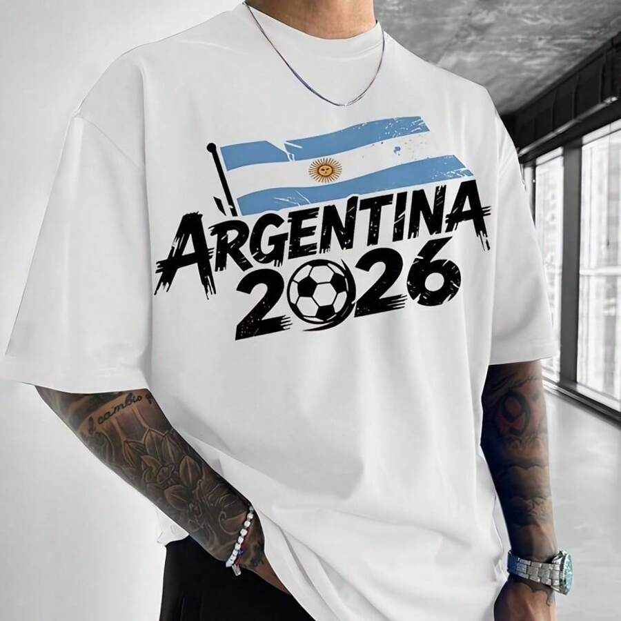 Canada World Cup Football Maple Leaf Pattern World Cup Licensed High-Quality Pure Print T Shirt - 白色 7 - 查看 1