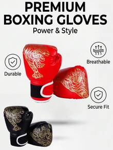 1 Pair Martial Arts Boxing Gloves - Adjustable Hook And Loop Closure, Suitable For Indoor/Outdoor Training, Youth Sports Equipmen, First Day Of School - Multicolor - View 1