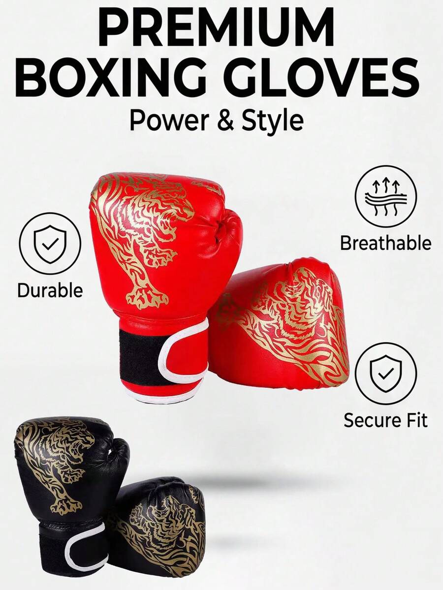 1 Pair Martial Arts Boxing Gloves - Adjustable Hook And Loop Closure, Suitable For Indoor/Outdoor Training, Youth Sports Equipmen, First Day Of School - Multicolor - View 1