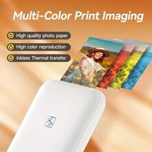 HPRT MT53 Mini Color Photo Printer 313PDI Bluetooth Portable Thermal Printer 2x3 Inch Self-Adhesive Photo Paper Printer - Multicolor - View 5