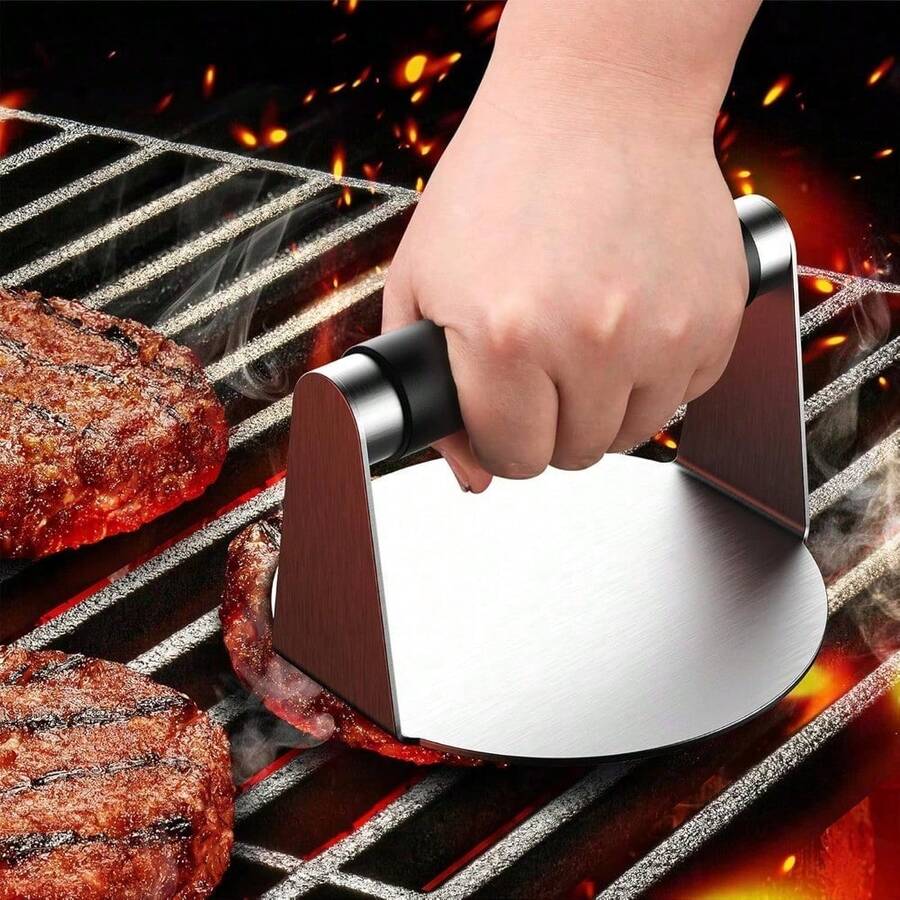 1 Peça Prensa de Hambúrguer, Prensa de Hambúrguer de Aço Inoxidável, Prensa de Bife Redonda de 6 Polegadas, Revestimento Antiaderente, Adequado para Hambúrgueres, Sliders e Hambúrgueres de Carne Bovina, Perfeito para Churrasco e Uso na Cozinha, Um Presente Ideal para Entusiastas de Churrasco e Amantes de Comida, Dia das Mães - A - Visão 1