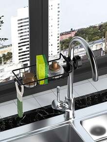 Kitchen Sink Faucet Storage Rack - Sponge, Scrubber Faucet Organizer, Vintage Style, Drill-Free Installation, Faucet Drain Rack, Kitchen Accessories - Drain Rack - View 6