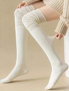 1 Pair Women's Over-The-Knee Socks - Elastic Thin Long Socks, Solid Color Knee-High Socks, Long Socks, Suitable For All Seasons, Outdoor Casual - Transparent Socks, Shoes, Boots, Over-The-Knee Boots, Loose Socks, Office Casual Wear, Sandals, White Socks, Women's Office Casual Wear, Socks > Transparent, Summer Boots, Over-The-Knee Boots, Over-The-Knee Socks, Leg Warmers, Summer Socks - Multicolor - View 2