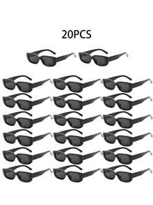 1/10/20 Pairs Vintage Small Rectangular Glasses, Thick Frame Square Party Glasses, Suitable For Women And Men - Black - View 6