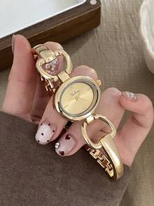 Gold Square Bracelet Watch For Women, Quartz Movement, Delicate And Compact, Suitable For Daily Wear, Birthday/Graduation Gift, Casual Gatherings - Gold - View 9