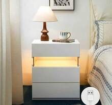 Modern Bedside Table / Wooden Bedside Table / Bedside Table With 3 Drawers / Easy To Assemble, Plenty Of Storage Space / For Bedroom, Living Room, Bedside Furniture - 白色 - 查看 9