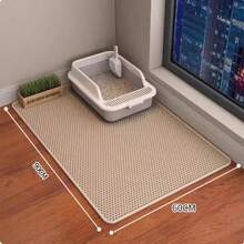 Double-Layer Honeycomb Design Cat Litter Mat, Waterproof, Anti-Slip And Urine Collection Function, Helps Collect Cat Litter, Suitable For Various Cat Litter Boxes, Anti-Sand Mat, Leak-Proof Floor Mat, Cat Supplies, Carpet, Suitable For Kittens And Puppies, Cat Accessories, Halloween, Christmas Gift - Beige - View 13