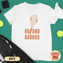 Roland-Garros-Tennis-T-Shirt Roland-Garros-Tennis-Shirt Geschenk für Tennisspieler zur Tennissaison Geschenk für Grand-Slam-Tennisspieler Geschenk für Tennisspieler auf Sandplatz - Weiss - Übersicht 1