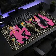 4Pcs/Set Retro American Cash Street Art Spray Paint Print Extended Mouse Pad, Large One Dollar Bill Pink Graffiti Gaming Desk Mat, Waterproof Stitched Edge Keyboard Pad, Hip Hop Cool Aesthetic Desktop Protector For PC Game Office - View 5