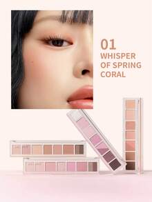 PERIPERA All Take Mood Palette #01 Whisper Of Spring Coral 1 Slim Ruler Palette 5.5g，暖珊瑚色多質地眼影盤，適合暖色調膚色，日常通勤妝容，適合新手 - 01 號 春日珊瑚私語 - 查看 4