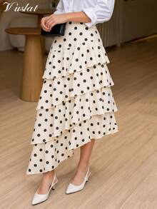 Vestido Maxi Vuslat para Mujer de unicolor con Dobladillo Asimétrico, Volantes en Capas, Cintura Alta y Falda Acampanada, Adecuado para Fiesta Nocturna, Fiesta de Cóctel, Invitada de Boda, Día de San Valentín, Año Nuevo, Fiesta de Cumpleaños, Regreso a la Escuela - Blanco y Negro - Ver 8