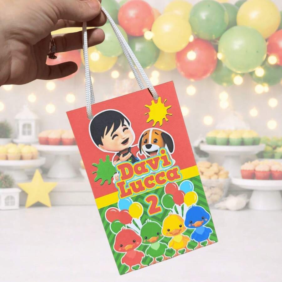 10 Sacolinhas Personalizadas para lembrancinhas - Bento e Totó - Multicolorido - Visão 1