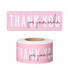 120pcs Pink Long Strip English Thank You Doodle Roll Stickers THANK YOU FOR YOUR ORDER 75*25MM Very Suitable For Small Business Owners Baking Catering Packaging DIY Decoration Candy Bags Flower Gift Boxes Cake Boxes And Packaging Wedding Stickers Christmas, New Year And Other Holiday Parties - Pink English Thank You - View 9