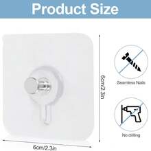Picture Frame Wall Hooks, Transparent Reusable Adhesive Hooks, Waterproof And Oil-Resistant, Bathroom And Kitchen Wall Hooks - One Size - View 3