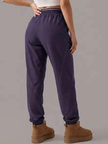 Soyun Autumn/Winter New Plush Colorblock Sanitary Pants And Sports Pants, Warm And Quick-Drying - Purple - View 2