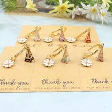 6pcs/12pcs Exquisite Eiffel Tower Keychains With Thank You Cards --- Perfect For Architecture Enthusiasts, Teachers And Best Friends -- Compact And Meaningful; Perfect Gift For Back To School, Birthday, Wedding And Any Occasion - Multicolor - View 5