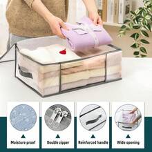 Large Capacity Clothing Storage Bag With Transparent Window, Waterproof And Dustproof, Foldable Bedding Storage Bag With Durable Zipper And Handle, Suitable For Home Closet Bedroom Bedding Organization And Storage - View 4