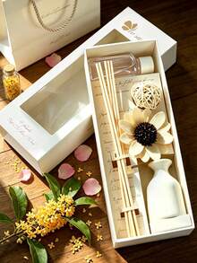 Flameless Home Fragrance Diffuser Gift Set (Essential Oil + Diffuser Sticks + Artificial Flowers), Lavender, Jasmine, Lily Scents, Long-Lasting Fragrance, Elegant, Keeps Fresh Aroma, Suitable For Office, Bedroom, Bathroom, Closet Decoration, Aromatherapy Stress Relief, Perfect For Christmas, Valentine's Day, Wedding, Hotel, Birthday, Graduation, Housewarming. Suitable For Women, Girlfriend, Best Friend. - Multiple Fragrances - View 4