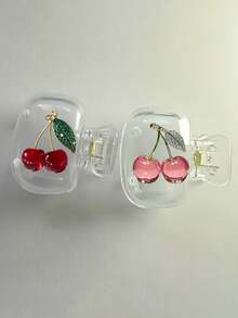Pink Crystal Cherry And Green Crystal Cherry Toothbrush Holder, Cute Design Travel And Home Storage Organizer With Transparent Lid, Compact Portable Design Easy To Carry, Protects Toothbrush Head, With Dual Drainage And Ventilation Function, Suitable For Home, Dorm And Outdoor Use | Cute Toothbrush Head Storage Rack, Suitable For Bathroom Organization, Suitable For Home, Dorm Use - 1 - View 13