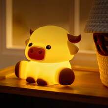GLOOPRO Night Light In The Shape Of A Highland Cow, Nursery Decorative Light, Soft Silicone, 3-Level Dimming, Perfect Sleep Companion, Bedroom Night Light, Touch-Sensitive, USB-Rechargeable, Auto Shut-Off After 30 Minutes, Children's Holiday Gift - Highland Cow Night Lights - View 4