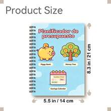 1pc Spanish Version A5 Cute Budget Planner Notebook, Spiral Bound, Piggy Bank & Money Tree Cover, Fun Stress-Free Personal Finance Tracker - A5 - View 2