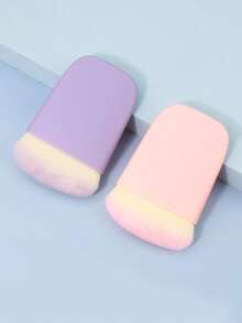 1 pièce Pinceau à blush petit plat en forme de haricot avec boîte en papier, pinceau de maquillage multifonction, poils super doux, outil de maquillage rose mignon - Multicolore - Voir 6