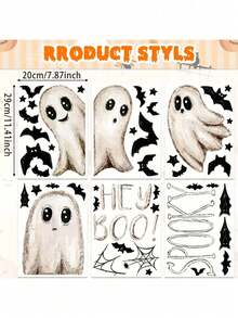 6/1pc Stiker Pintu Hantu Kelelawar, Stiker Dekoratif Hantu Kelelawar Halloween, Stiker PVC Perekat yang Dapat Dilepas, Stiker Dekorasi Hantu Lucu, Stiker BOO, Stiker Dekorasi Rumah Suasana Liburan - A - View 7