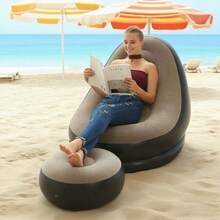 New Inflatable Plush Sofa, Foldable Slouchy Footrest Sofa Bed, Portable Outdoor Lounge Chair With Footstool, Hot-Selling Style - Multicolor - View 9