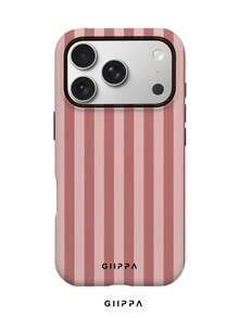 GIIPPA 1pc Pink Striped Pattern Design, Phone 17 Pro Max Phone Case, Compatible With Phone 16 Pro Max, 15 Pro Max, 14 Pro Max, Korean-Style High-End Fashion Fun Phone Case, Compatible With 11/12/13/14/15/16 Pro Max Plus, Elegant Design Suitable For Men And Women, Perfect Gift For Girlfriend On Christmas, Valentine's Day, Easter, Wedding Season And Birthday! - Multicolor - View 1