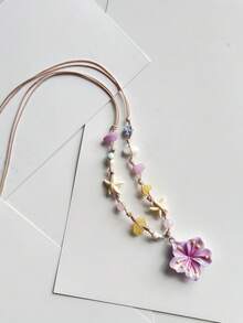New 4-Color Flower Natural Stone Bead Handmade Woven Rope Necklace Fashion Versatile Choker Necklace Women's Jewelry - Multicolor - View 9