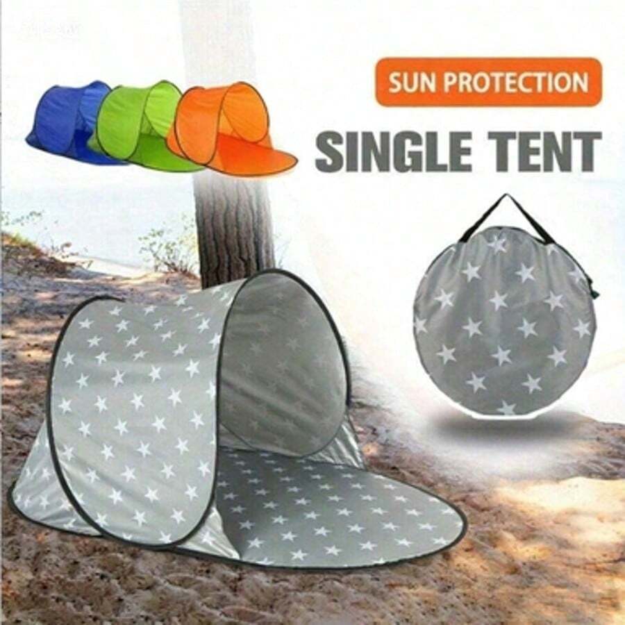 Single Pack Ready-To-Use Beach Tent - UV Protection Sunshade, Lightweight Beach Canopy, Outdoor Adventure UV Protection Sunshade - 30 Second Quick Setup - Family Beach Essential - Music Festival Camping Gear - Backyard Shade - Sports Event Shade - Emergency Sun Protection Convenient - Multicolor - View 1