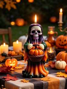 Multifunctional Skull Pumpkin Man Resin Craft Silicone Candle Mold, Smooth Surface Easy To Clean And Quick Release, Specially For Making Aromatherapy Decor, Halloween Surprise Gifts, Unique Pumpkin Skull Human-Shaped Holiday Decoration - A - View 2