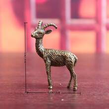 Vintage Brass Small Goat Figurine, Lucky Antelope Home Decor, Solid Antelope Goat Antique Ornament, Desktop Tea Pet Craft Decoration, Desktop Auspicious Mascot Decor, Suitable For Desk And Home Decoration - Brass - View 3