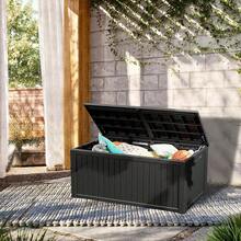 270 Gallon Resin Deck Box, Waterproof Outdoor Storage Box, Lockable Patio Furniture, Garden Tools, Pool Accessories,-Resistant All Weather Use, Black VCLN - Black - View 6
